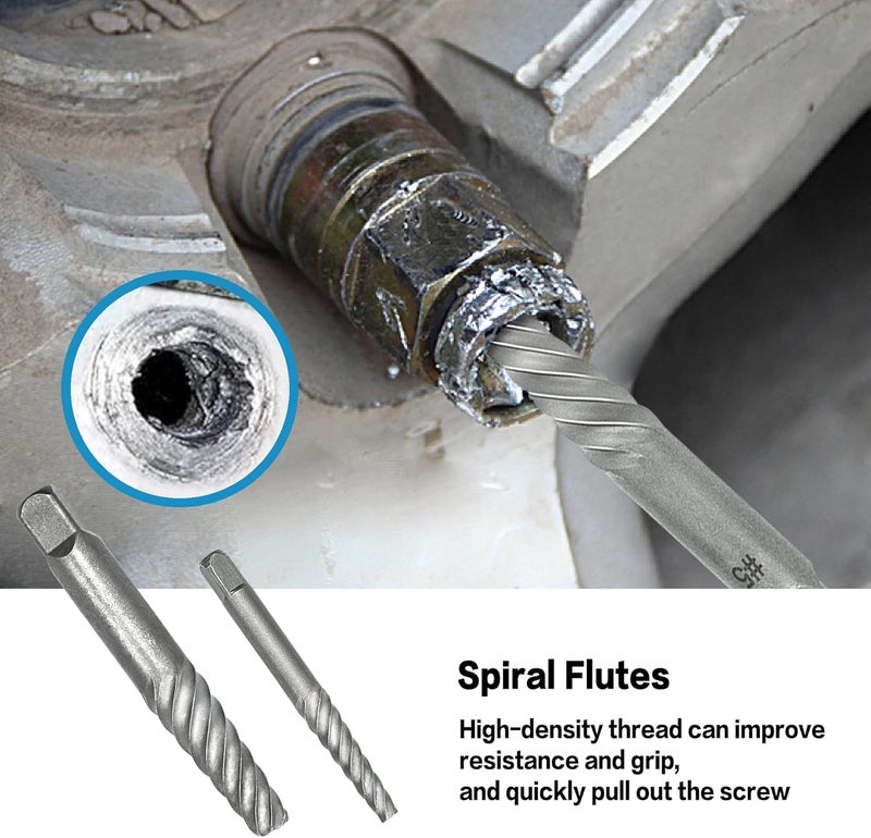 GMTOOLS 35-Piece Helical Screw Puller Bolt Puller Kit, Easy Removal Kit with Left Hand Drill Bit Multi-spline Puller for Stripping Damaged, Studs, Rusty, Fillet Bolts, Nuts and Screws Screw Remover - Image 5